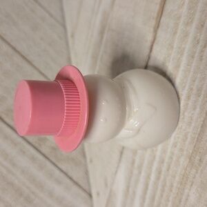 Vintage AVON Snowman In Pink Hat Milk Glass Empty Bottle